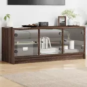 TV ormaric sa staklenim vratima smeda boja hrasta 102x37x42 cm