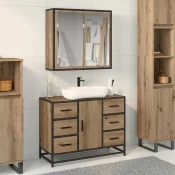 vidaXL Komplet pohištva za kopalnico s predalom 2 pcs artisan hrast