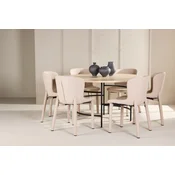 Venture Design Jedilna garnitura Copenhagen miza in 6 stolov Astoria 140x74 cm beljen bež