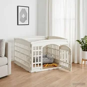 vidaXL 4 Panelni igralni prostor za kužke Bela 91 x 91 x 58 cm