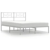 Vidaxl Kovinski posteljni okvir z vzglavjem bel 120x190 cm