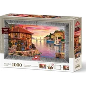 Art puzzle Sestavljanka z okvirjem in lepilom 3v1 Mediteran port 1000 kosov
