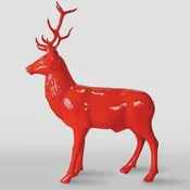 Casa Padrino XXL Decorative Sculpture Deer Red 185 x H. 220 cm - Life-Size Garden Figure