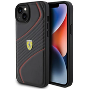Ferrari Twist Metal Logo - iPhone 15 Plus Case (crna)