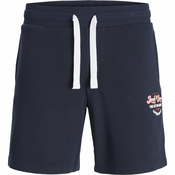 Jack & Jones Moške kratke hlače JPSTANDY SWEATS Temno modra