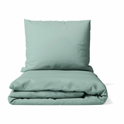 Zelena posteljnina za zakonsko posteljo iz mikrosatena 200x200 cm Basic – Bonami Essentials