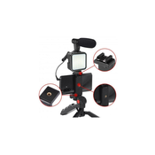 Vlogging set 4v1 - mikrofon, LED svetilka, tripod, držalo za telefon