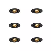 Set 6 modernih vgradnih reflektorjev črni - Rondoo