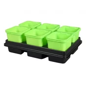 eoshop Cvetlični lonček za sadike ZELENA + podjed 8x8x8cm 2x6ks