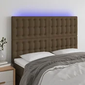 Vidaxl vidaXL Vzglavje postelje z LED diodo temno rjavo 144x5x118/128 cm blago