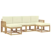 Set vanjskih sofa s jastukom 6 pcs Bijela i krem Poliester