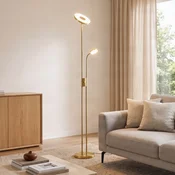Lindby LED stoječa svetilka Seppa, okrogla, medenina, kovina, 180 cm - Dnevna soba/jedilnica - Sodobni - matirano medenino