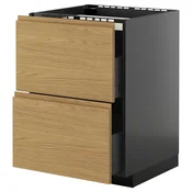 METOD / KNIVSHULT Pod.elem.grej.ploca/2front/2fiok, Crnosiva/Voxtorp im. hrastovine, 60x60 cm