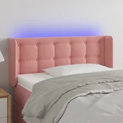 Vidaxl vidaXL Vzglavje postelje z LED svetlo roza 103x16x78/88 cm žamet