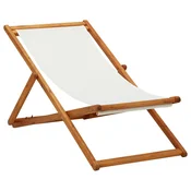 Vidaxl Zložljiv stol za na plažo blago in lesen okvir