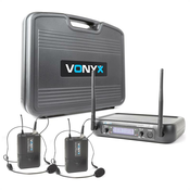 Vonyx WM73H, brezžični mikrofonski sistem, 2-kanalni, 2 x žepni oddajnik z headsetom (179.209)