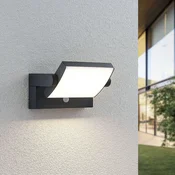 Lindby LED zunanje stensko svetilo Sherin, komplet 2, vrtljivo, senzorsko - Sodobni - temno siva, bela satenirana površina - Aluminij