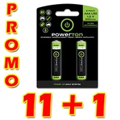 Akumulatorska baterija, AAA (HR03), 1,2 V, 900 mAh, Powerton, škatla, 12x2-pack, PROMO 2-pack 11 1 (22 2 kosov)