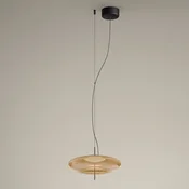 LEDS-C4 Plat LED viseča svetilka decentralizirana jantarna - Dnevna soba/jedilnica - črna kovinska barva, jantar - Steklo