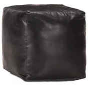 Greatstore Tabure črn 40x40x40 cm pravo kozje usnje