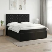 vidaXL Postelja boxspring z vzmetnico Črna 140 x 190 cm Žamet