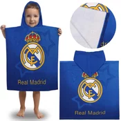 FC Real Madrid Real Madrid Otroška brisača za bazen, HITRO SUŠEČI se pončo s kapuco za otroke 55x110 cm OEKO-TEX