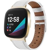 GS Usnjen pašček za Fitbit Versa 4/Sense 2, bel