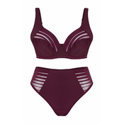 Trendyol Curve Burgundy Striped Underwire Cupless Plus Size Lingerie Sets
