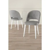 Hanah Home set trpezarijskih stolica Pane 6 kom, siva tkanina Babyface, bele metalne noge