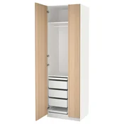 PAX/FORSAND Garderobni sestav, bela/imitacija beljenega hrasta, 75x60x236 cm