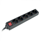 232-526 PETOPOLNA PRENOSNA VTIČNICA 16 A 250 V ~ 3500 W S STIKALOM, ČRNE BARVE 3856024406192