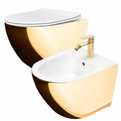 WC komplet CARLO Mini Flat + Bidet CARLO MINI GOLD/WHITE