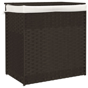 vidaXL vidaXL Košara za perilo z 2 predelkoma rjava 53x35x57 cm poli ratan, (21020110)