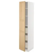 METOD / MAXIMERA Visoki element s fiokama, bela/Forsbacka hrastovina, 40x60x200 cm