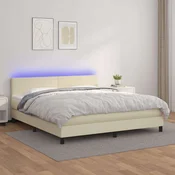 Krevet box spring s madracem LED krem 180x200cm od umjetne kože - Krema 180 x 200 cm Gladak dizajn