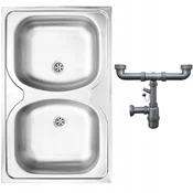 Deante 2-delno jekleno nadgradno korito 80x50 saten s sifonom Apollo