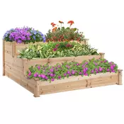 Homestar Dvignjena vrtna greda 3 nivoji 124x124x56 cm naravna