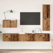 Set TV komoda s ladicama 4 pcs Staro drvo Konstruirano drvo