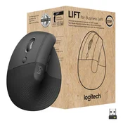Logitech Lift Vertical for Business Left, brezžična ergonomska miška za levo roko, črna