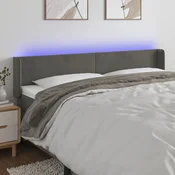 Vidaxl LED posteljno vzglavje temno sivo 203x16x78/88 cm žamet