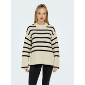 Black-Beige Womens Striped Sweater ONLY Sia - Women