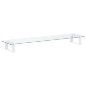 Stalak za monitor bijeli 80x20x8 cm kaljeno staklo i metal - Bijela 80 x 20 x 8 cm