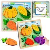 slomart Lesena sestavljanka 2v1 LEAN TOYS - Zelenjava s tablico