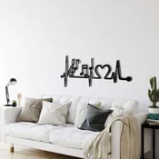 WallXpert metalni zidni ukras 5049, otkucaji srca sa notama i srcem, 60 x 26 cm, crni