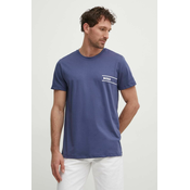 Pamucna majica BOSS za muškarce, boja: tamno plava, s tiskom, 50517715