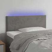 Vidaxl vidaXL Vzglavje postelje z LED svetlo sivo 80x5x78/88 cm žamet