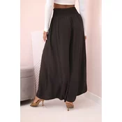 Kesi Włoski Womens viscose trousers with elastic waistband brown