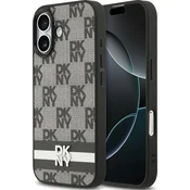 DKNY PU Usnjen Karo Vzorec in Črte Zadnji Pokrov za iPhone 17 Black