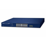 Planet GS-2210-16P2S WEBsmart stikalo L2, 16x1Gb, 2x1Gb SFP, 16x PoE 802.3at 240W, QoS