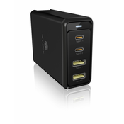 Icybox IB-PS104-PD 4 portni 100W USB polnilnik s Power Delivery 3.0 in GaN podporo
